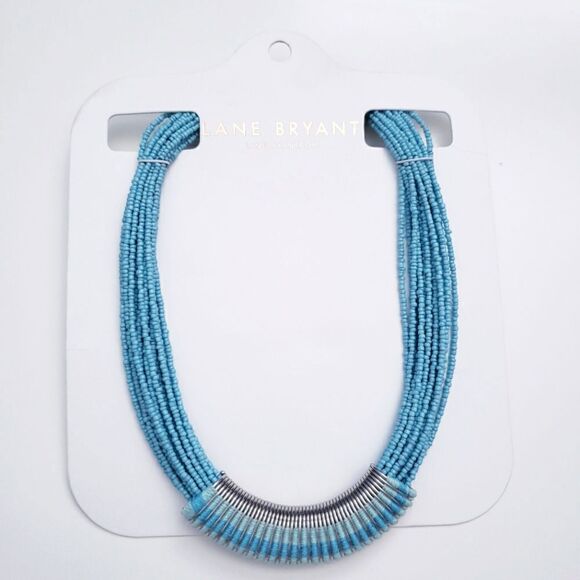 Lane Bryant Turquoise Glass Seeded Chunky Necklace - Picture 1 of 4